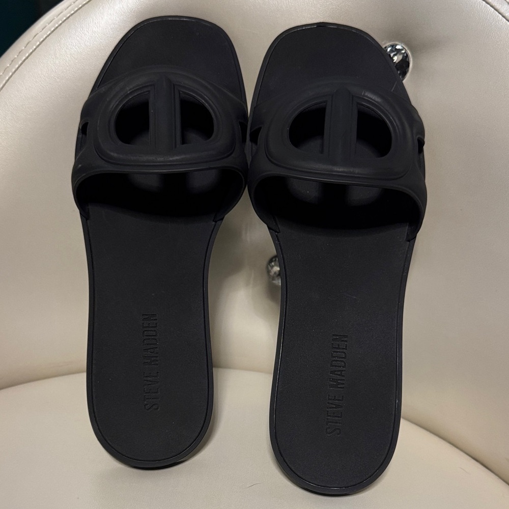 Steve Madden Black Slide Sandals